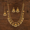 Antique Pearl Necklace With Matte Gold Plating