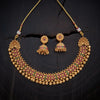 Gold-Plated Necklace With Ruby & Green Stone